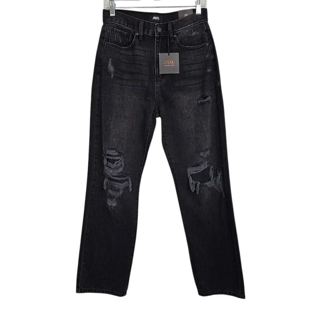 NWT Women's JBD Just Black Denim High Rise Dad Jeans size 4 Distressed Straight